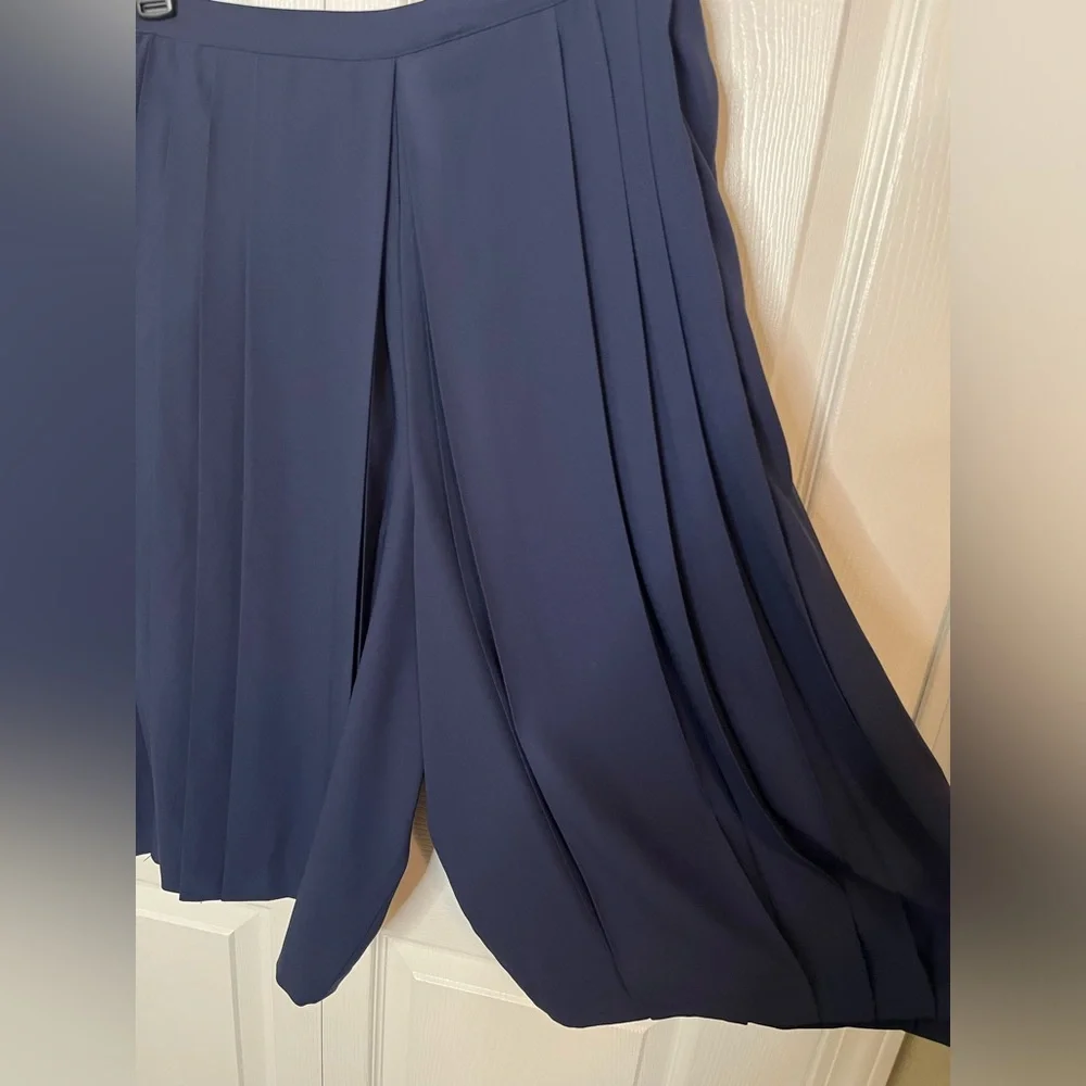 Tory Burch‎ Faye Pleated Culottes Tory Navy Blue Knee Length Size 6 Retails $298